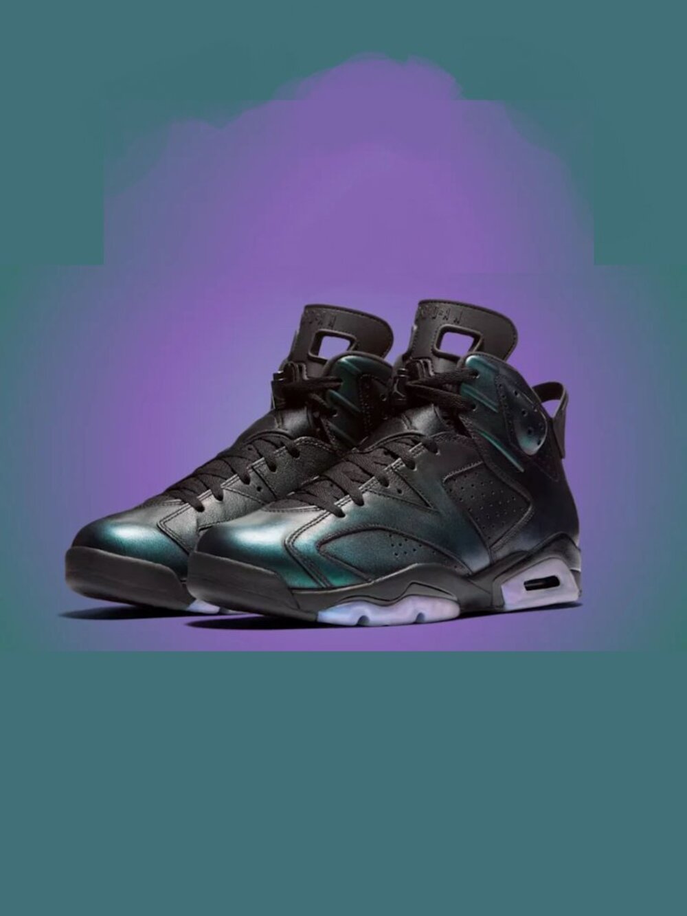 Air Jordan VI 6 Retro All Star Chameleon Blk-Metallic/Black/Grn-Silver Sz 16